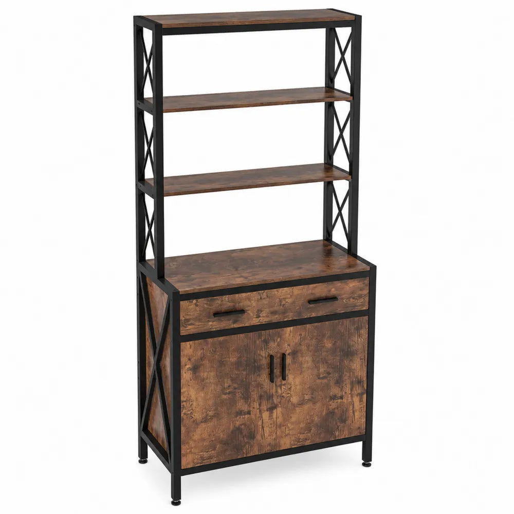 Scaffale Libreria in MDF e Metallo Marrone e Nero 180cm