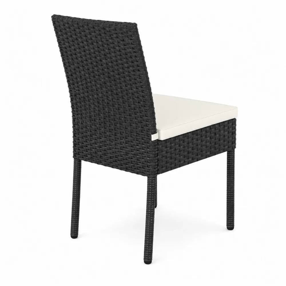Sedia da Esterno in Rattan Sintetico con Cuscino Bianco