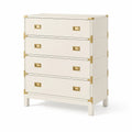 Cassettiera in Legno MDF con Maniglie in Metallo, Bianco