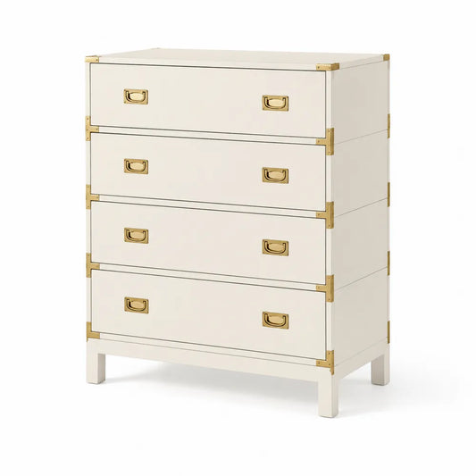 Cassettiera in Legno MDF con Maniglie in Metallo, Bianco