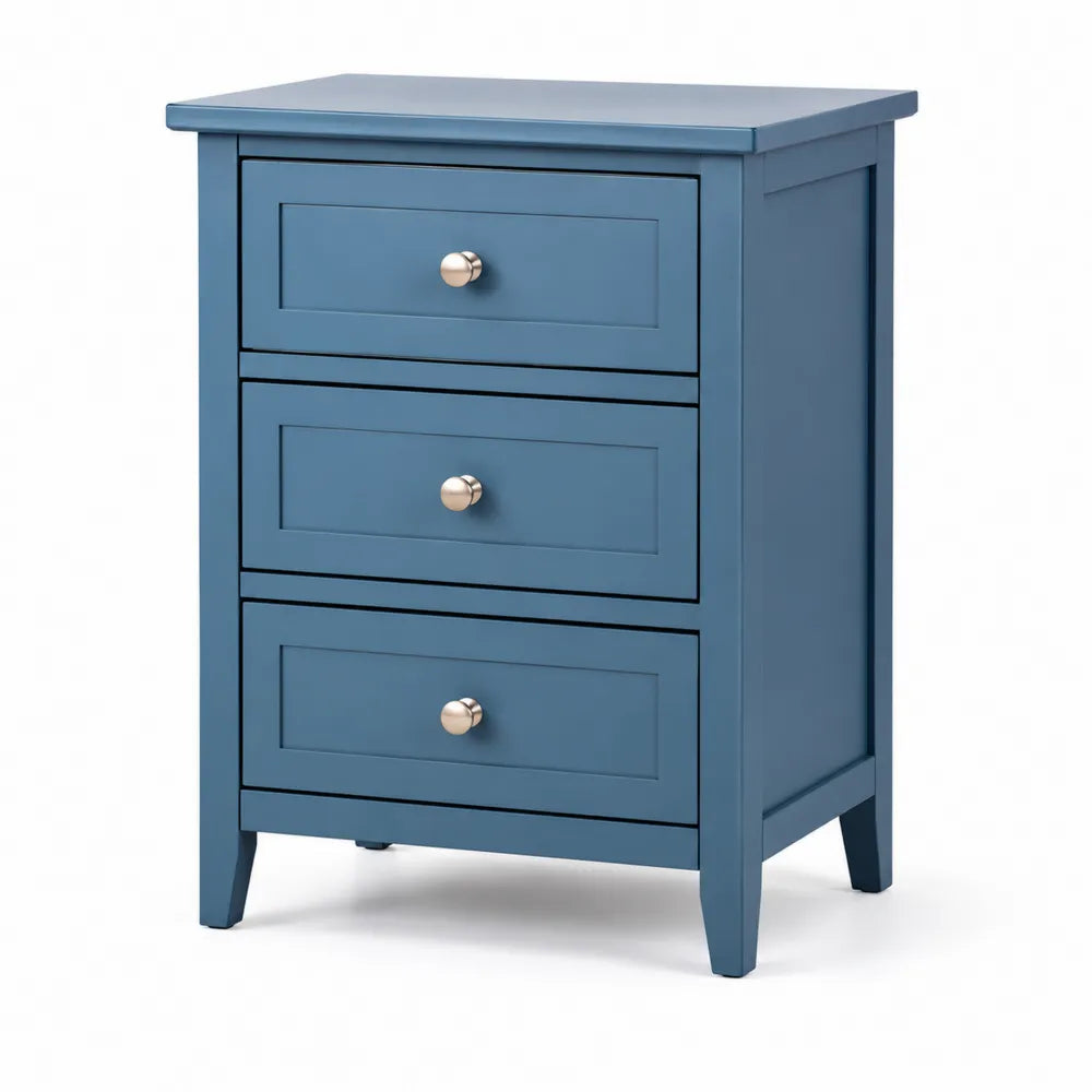 Comodino in legno con 3 cassetti Blu 60x40x80 cm
