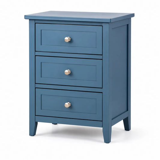 Comodino in legno con 3 cassetti Blu 60x40x80 cm