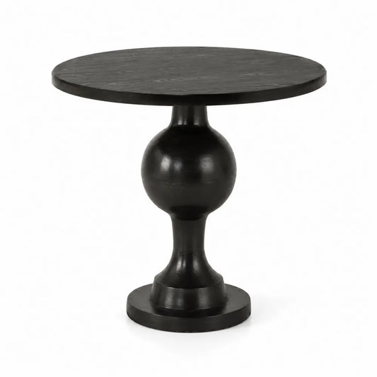 Tavolo rotondo in legno nero con base scolpita