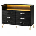 Cassettiera in legno con gambe in metallo e maniglie in alluminio