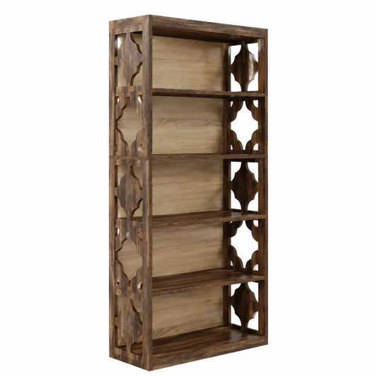 Libreria in Legno Massello con 5 Ripiani Geometrici