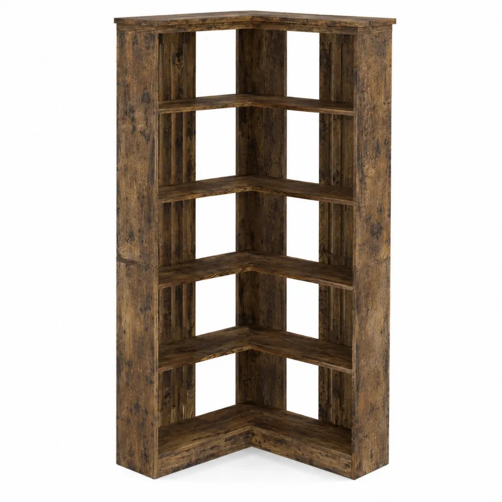 Libreria Angolare in MDF Effetto Legno Marrone