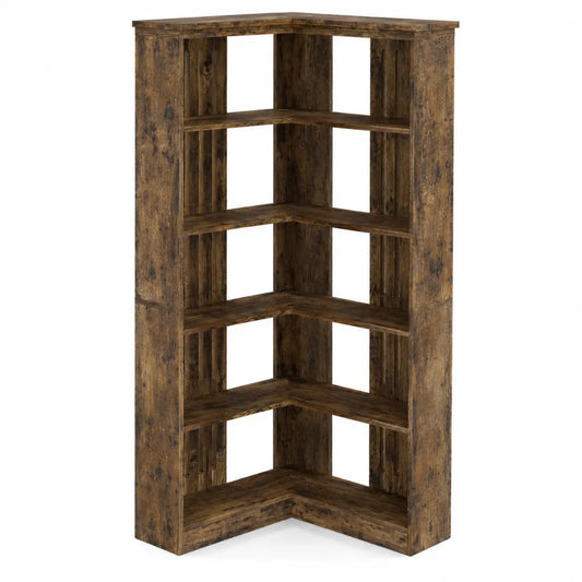 Libreria Angolare in MDF Effetto Legno Marrone