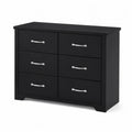 Cassettiera a sei cassetti in legno MDF nero con maniglie metalliche