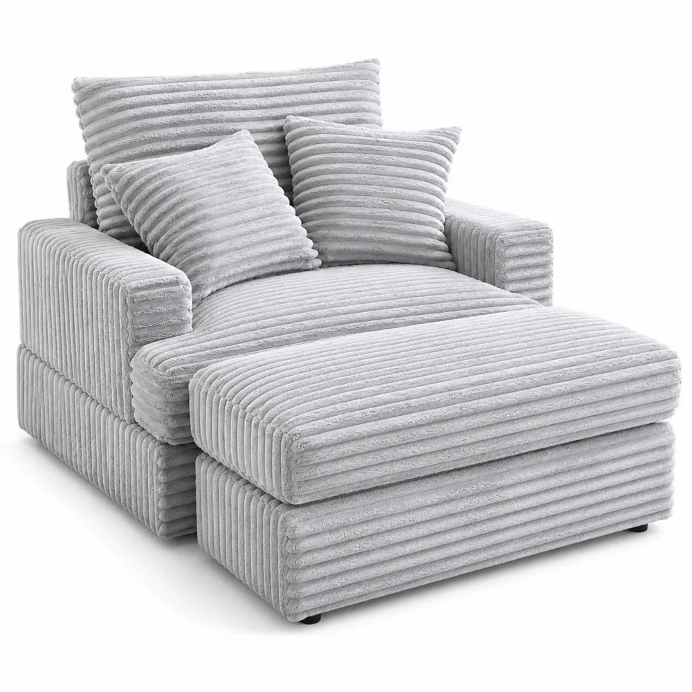 Poltrona in Tessuto Grigio con Chaise Longue