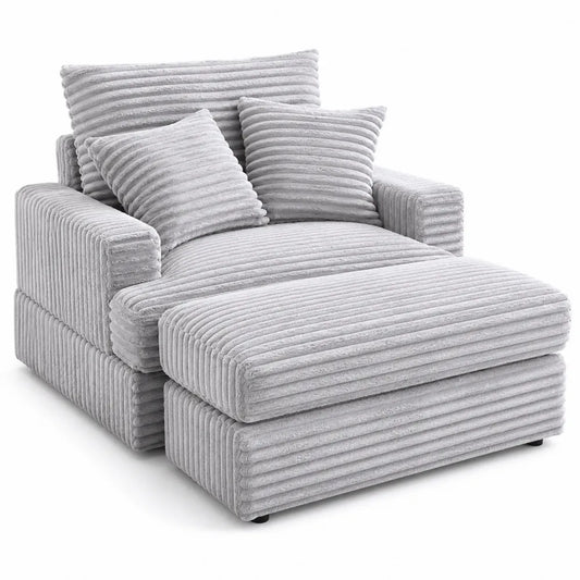 Poltrona in Tessuto Grigio con Chaise Longue